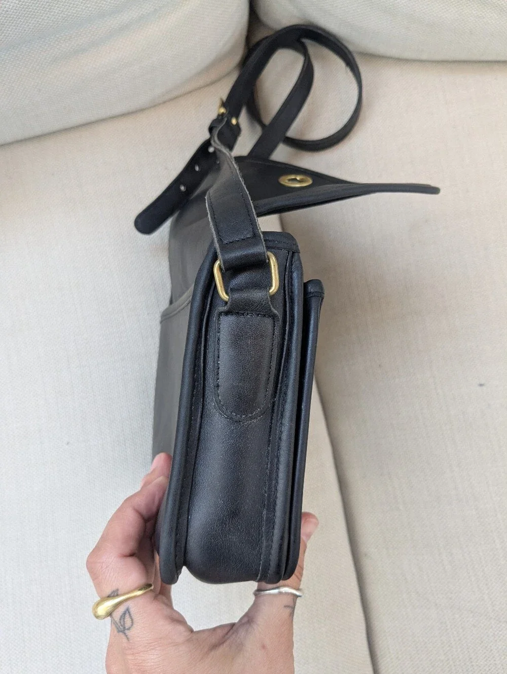 Vintage 90s Black Coach Compartment Bag 9850